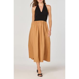 ASTR the Label Mixed Media Halter Dress in Black Contrast at Nordstrom Rack, Size X-Small