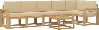 vidaXL Conjunto De Sof&aacute;s De Exterior 7 Uds. Y Beige Poli&eacute;ster Vidaxl