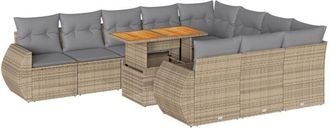 vidaXL Set De Sof&aacute;s De Jard&iacute;n 11pzas Con Cojines Rat&aacute;n Sint&eacute;tico Beige Vidaxl