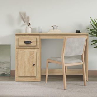Berkfield Home Desk with Drawer Sonoma Oak 115x50x75 cm Engineered Wood in Brown | Size: 115 x 50 x 75 cm
