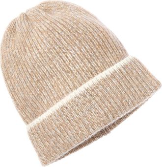 Amicale Cashmere Marled Chunky Rib Knit Cashmere Hat