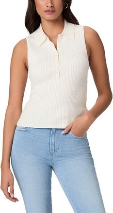 Paige Vesta Rib Sleeveless Polo in Ivory at Nordstrom, Size Xx-Small