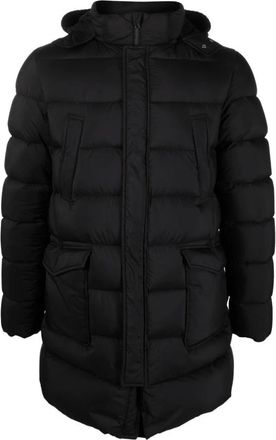 Herno Geweven Half Mantel - Heren - Dons jassen - Zwart - M - Nylon - Jassen