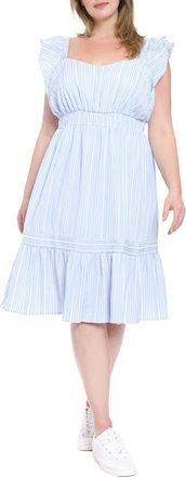 London Times Flutter Sleeve Ruffle Hem Dress in Chambray/White at Nordstrom Rack, Size 2 X