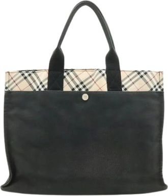 Burberry Pre-owned Tote Bags, female, Black, Size: ONE SIZE Pre-owned Nova Check Canvas Nylon Tote Bag