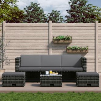 vidaXL Set De Muebles De Jard&iacute;n 4 Pzas Y Cojines Rat&aacute;n Sint&eacute;tico Gris Vidaxl