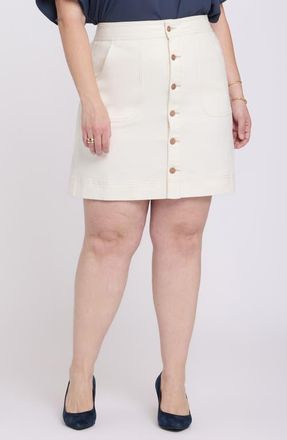 NYDJ High Waist A-Line Denim Utility Skirt in Vintage White at Nordstrom, Size 22 W