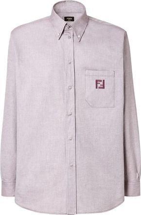 Fendi Oxford Katoenen Overhemd - Heren - Casual Overhemden - Paars - L - Katoen - Overhemden