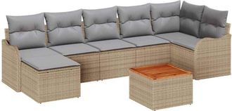 vidaXL Garden Sofa Set 8 pcs Beige and Light Grey Poly Rattan vidaXL