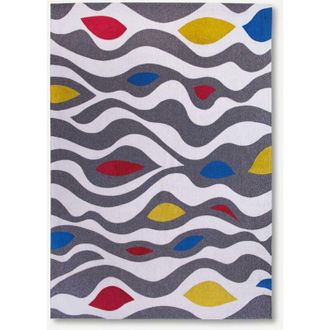 Louis De Poortere Volute Design - Alfombra Abstracta De Gallery Art - Hecha En B&eacute;lgica - Acabado A Mano - Natural Antideslizante - 100% Algod&oacute;n - Scroll - 100 X 140 Cm