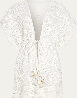 Ramy Brook Laurie Paillette Coverup Mini Dress