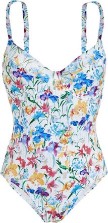 Vilebrequin Leonita Happy Flowers-print swimsuit - women - Recycled Polyamide - M - Blue