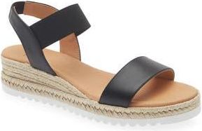 Aquatalia Avina Espadrille Wedge Sandal in Black Leather at Nordstrom Rack, Size 11