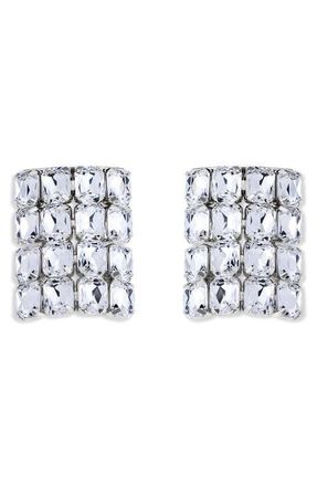 Area Crystal Pav&eacute; Earrings in Clear Crystal/Silver at Nordstrom