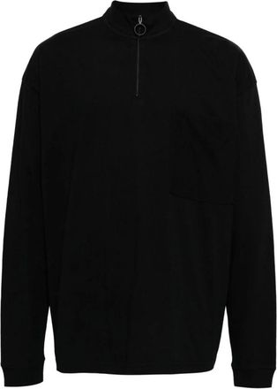 Off-white Zip-throughs, male, Black, L, Black Cotton Half-Zip Hoodie