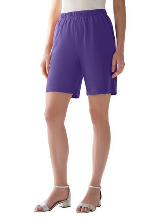 Roaman's Plus Size Soft Knit Pull-On Short in Midnight Violet at Nordstrom, Size Medium