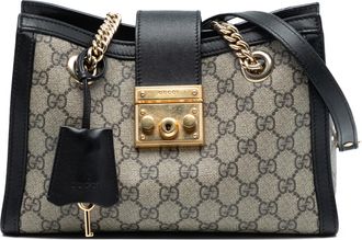 Gucci Pre-owned Womens Small Gg Supreme Padlock Tote - Tan Textile - One Size
