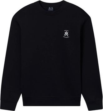 A|X Armani Exchange Felpa con logo girocollo in cotone - Heren - Sweatshirts - Zwart - S - Katoen - Hoodies & sweatvesten