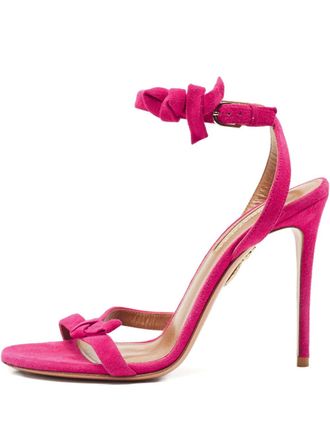 Aquazzura Su&egrave;de sandalen verfraaid met strik - Roze