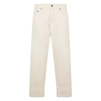 R13 Straight Jeans, female, White, Size: W25 Cuffed X-Boyfriend Jean