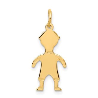 Diamond2Deal 14k Yellow Gold.018 Depth Engravable Boy Charm Pendant