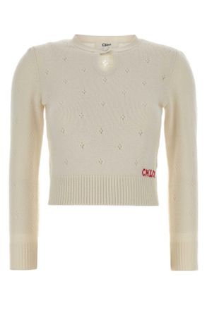 Chlo&eacute; White Wool Blend Sweater