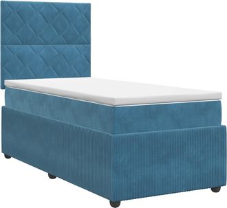 vidaXL Cama Box Spring Con Colch&oacute;n Azul 100 X 200 Cm Terciopelo Vidaxl