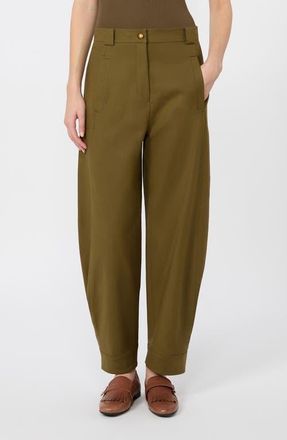 Max Mara Dorni Stretch Cotton Twill Utility Pants in Khaki Green at Nordstrom, Size 10