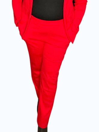 Skies Are Blue Clothing Knit Pintuck Trouser Pants In Scarlet Red