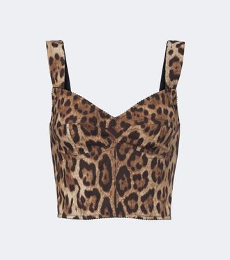 Dolce & Gabbana Leopard-print cotton-blend bustier top