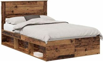 vidaXL Bed Frame with Mattress Old Wood 135 x 190 cm Solid Pine Wood vidaXL