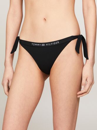 Tommy Hilfiger Bikini-Hose SIDE TIE BIKINI, Damen, Gr. XL (42/44), N-Gr, schwarz, Polyamid, TOMMY HILFIGER SWIMWEAR, unifarben, Badehosen Bikini-Hose, mit Logoschrif