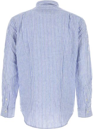 Polo Ralph Lauren Mens Linen Blend Striped Shirt Blue Cotton