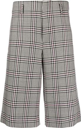 Comme Des Garçons houndstooth knee-length wool shorts - men - Cupro/Wool - M - Black