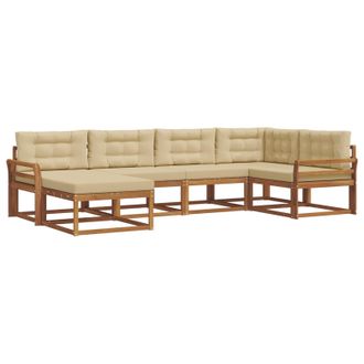 vidaXL Conjunto De Sof&aacute;s De Exterior Con Coj&iacute;n 6 Pcs Natural Y Beige Vidaxl