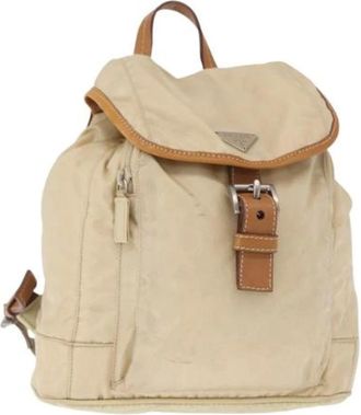 Prada Pre-owned Backpacks, female, Beige, Size: ONE SIZE Pre-owned Nylon Backpack