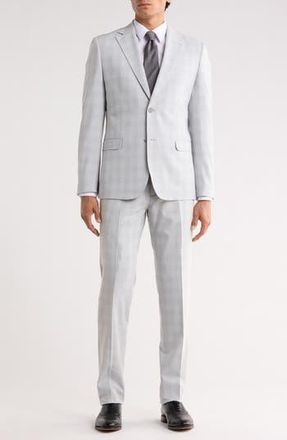 Zanetti Trim Fit Windowpane Print Suit in Tan at Nordstrom Rack, Size 40R