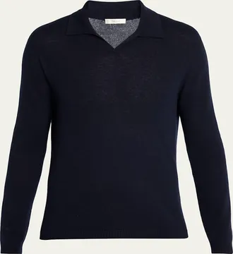 The Row Mens Ripley Cashmere Long-Sleeve Polo Sweater