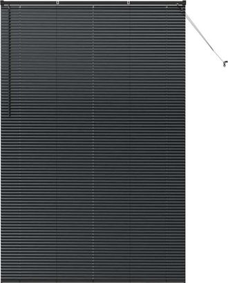 vidaXL Window Blind with Curtains Manual Black Aluminium Vidaxl