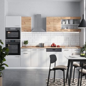 Vicco Mueble De Cocina R-line, Oro Potencia Roble/blanco, 300 Cm Muebles Bicolor, Enc Roble, Vicco