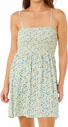 Rip Curl Surf Side Shirred Dress In Yellow