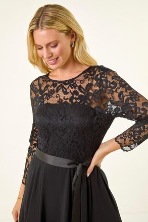 Roman Lace Contrast Bodice Dress
