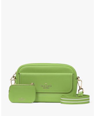 Kate Spade New York Womens Rosie Pebbled Leather Small Flap Camera Bag - Dark Green - One Size