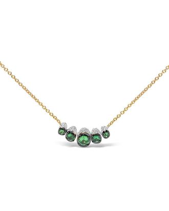 House of Brilliance Colorful Gemstones 18K Rose Gold 1.02 ct. tw. Diamond & Tsavorite Choker Necklace