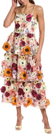 endless rose Endless Rose 3D Floral Tiered Midi Dress