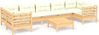 vidaXL Muebles De Jard&iacute;n 8 Piezas Cojines Madera De Pino Color Crema Vidaxl