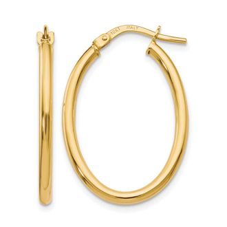 Diamond2Deal 10K Yellow Gold Oval Shape Hinged Hoop Earrings