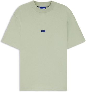 HUGO BOSS Cotton-jersey T-shirt with blue logo patch