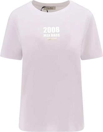 Max Mara T-shirt met ronde hals en print op de voorkant - Dames - T-shirts - Wit - S - Katoen - Tops