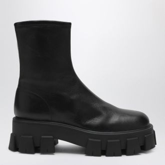 Prada Black stretch nappa Monolith ankle boots